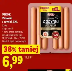 Lidl Parówki z szynki PIKOK XXL oferta