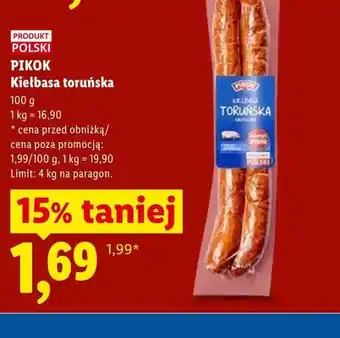 Lidl Kiełbasa toruńska PIKOK oferta