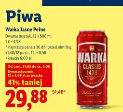 Lidl Piwo Warka Jasne Pełne 12-pak oferta