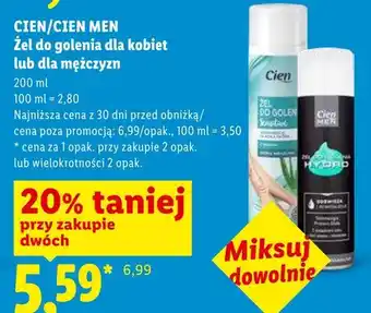Lidl Żel do golenia dla mężczyzn Cien Men oferta