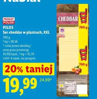 Lidl PILOS Ser cheddar w plastrach, XXL oferta
