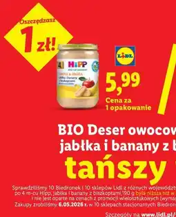 Lidl BIO Deser owocowy po 4 m-cu Hipp, jabłka i banany z biszkoptami oferta