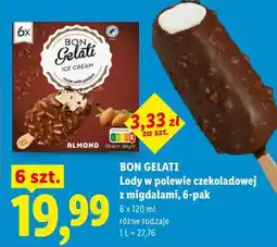 Lidl BON GELATI Lody w polewie czekoladowej z migdałami, 6-pak oferta