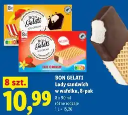 Lidl BON GELATI Lody sandwich w wafelku, 8-pak oferta