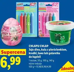Lidl Jajo dino, kula z pierścionkiem, kredki, lawa lub galaretka do kąpieli oferta