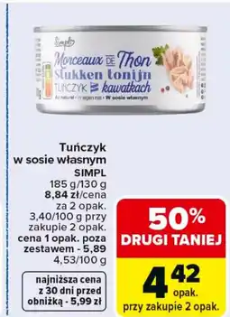 Carrefour Simpl Tuńczyk w kawałkach w sosie własnym oferta