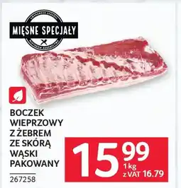 Selgros Mięsne specjaly Boczek wieprzowy z żebrem ze skórą wąski pakowany oferta