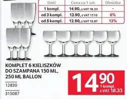 Selgros Komplet 6 kieliszków do szampana oferta
