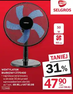 Selgros Zelmer wentylator biurkowy ZTF0400 oferta