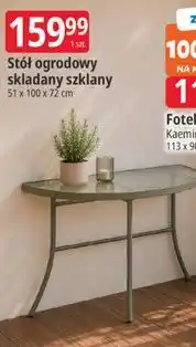 E.Leclerc Stół ogrodowy składany szklany 51 x 100 x 72 cm oferta
