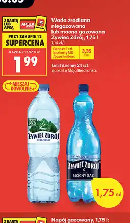 Biedronka Woda źródlana niegazowana lub mocno gazowana Żywiec Zdrój oferta