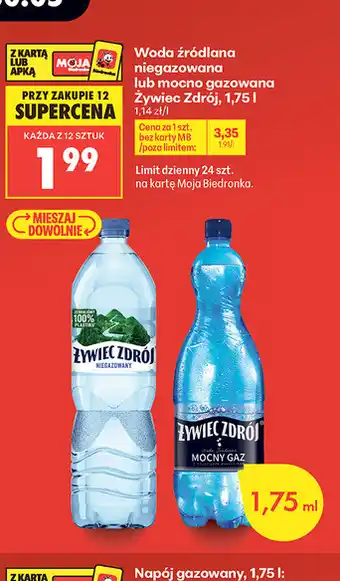Woda źródlana niegazowana lub mocno gazowana Żywiec Zdrój