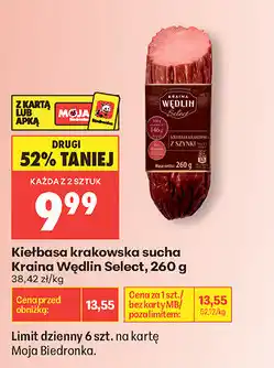 Biedronka Kiełbasa krakowska sucha Kraina Wędlin Select oferta