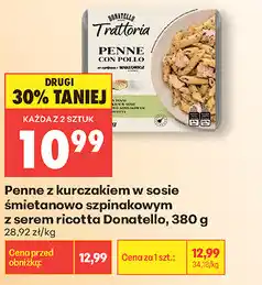 Biedronka Penne z kurczakiem w sosie śmietanowo szpinakowym z serem ricotta Donatello oferta