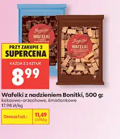 Biedronka Wafelki z nadzieniem Bonitki, 500 g: kakaowo-orzechowe, śmietankowe oferta