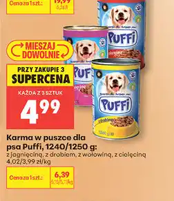 Biedronka Karma w puszce dla psa Puffi, 1240/1250 g: z jagnięciną, z drobiem, z wołowiną, z cielęciną oferta
