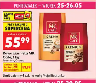 Biedronka Kawa ziarnista MK Café, 1 kg: Premium, Crema oferta