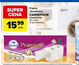 Carrefour Papier toaletowy CARREFOUR ESSENTIAL 10 rolek, 4-warstwowy oferta