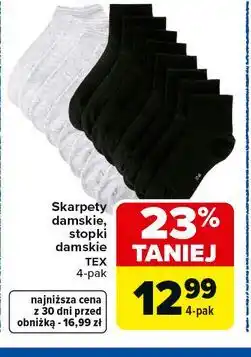 Carrefour Skarpety damskie, stopki damskie TEX 4-pak oferta