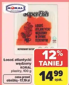 Carrefour Łosoś atlantycki wędzony KORAL plastry oferta