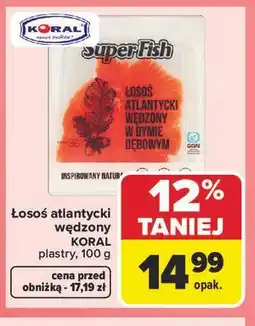 Carrefour Łosoś atlantycki wędzony KORAL plastry oferta