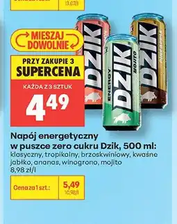 Biedronka Napój energetyczny w puszce zero cukru Dzik tropikalny oferta
