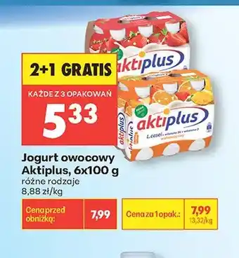 Biedronka Jogurt owocowy Aktiplus 6-pak oferta