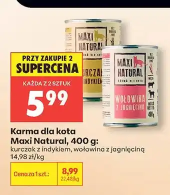 Biedronka Karma dla kota Maxi Natural wołowina z jagnięciną oferta