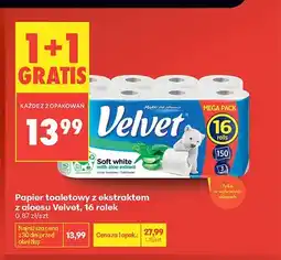 Biedronka Papier toaletowy z ekstraktem z aloesu Velvet 16-pak oferta