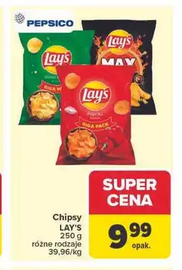 Carrefour Chipsy LAY'S 250 g różne rodzaje oferta