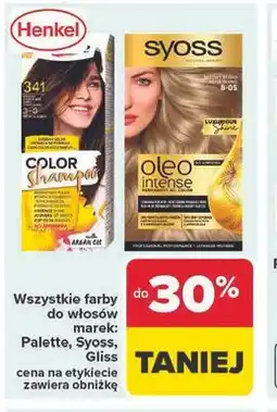 Carrefour Wszystkie farby do włosów marek: Palette, Syoss, Gliss oferta