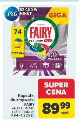 Carrefour Kapsułki do zmywarki FAIRY 74, 88, 96 szt. różne rodzaje oferta