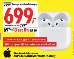 Media Expert Apple Słuchawki douszne AirPods 4 anc MXP93ZM/A Biały oferta