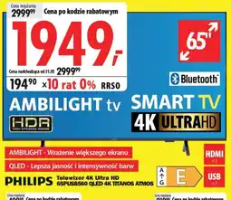 Media Expert Philips Telewizor 4K Ultra HD 65PUS8560 QLED 4K titanos atmos oferta