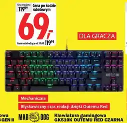 Media Expert Mad dog Klawiatura gamingowa GK510K outemu red czarna oferta