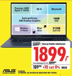 Media Expert Asus Laptop vivobook 15 M1502YA-BQ335W R5-7430U oferta