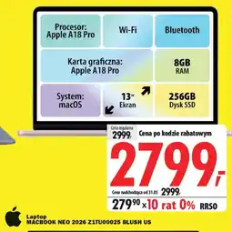 Media Expert Apple Laptop macbook neo 2026 Z1TU00025 blush us oferta