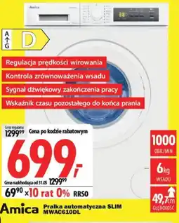 Media Expert Amica Pralka automatyczna Slim MWAC610DL oferta