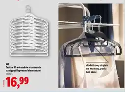 Lidl Wieszaki na ubrania z antypoślizgowymi elementami i dodatkowym drążkiem W5 10-pak oferta