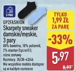 ALDI UP2FASHION Skarpety sneaker damskie/męskie, 3 pary oferta