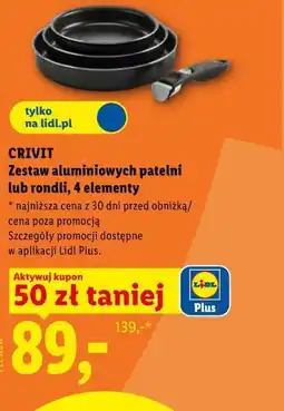 Lidl CRIVIT Zestaw aluminiowych patelni lub rondli, 4 elementy oferta