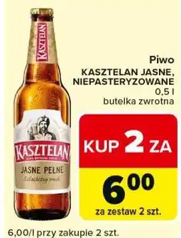Carrefour Express Piwo KASZTELAN JASNE, NIEPASTERYZOWANE 0,5 l butelka zwrotna oferta