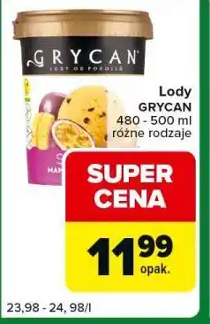 Carrefour Express Lody GRYCAN 480 - 500 ml różne rodzaje oferta