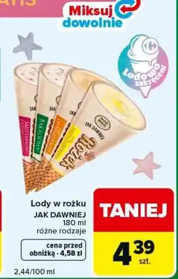 Carrefour Express Lody w rożku JAK DAWNIEJ 180 ml różne rodzaje oferta