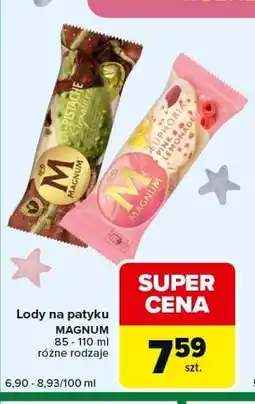 Carrefour Express Lody na patyku MAGNUM 85 - 110 ml różne rodzaje oferta