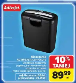 Carrefour Niszczarka ash-0601s Activejet oferta