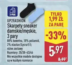 ALDI Skarpety sneaker damskie/męskie UP2FASHION 3-pak oferta