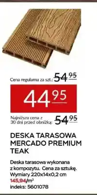 Abra Deska tarasowa Mercado Premium teak 220x14x0,2cm oferta