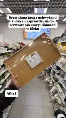 Pepco Drewniana taca z uchwytami i nóżkami Pepco Home 50x22x30cm oferta