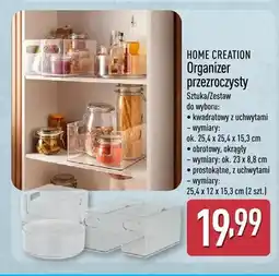 ALDI Organizer przezroczysty kwadratowy z uchwytami HOME CREATION 25,4x25,4x15,3cm oferta